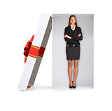 Businesswoman in gift box