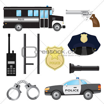 Set of police objects.