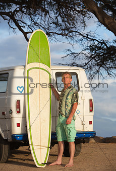 Person Posing with Surfboard