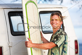Wind Blowing On Surfer