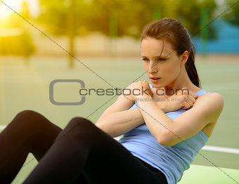 Young Athletic Woman Practice Morning Workout Exercises Outdoor