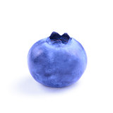 Single Fresh Blueberry Isolated on the White Background