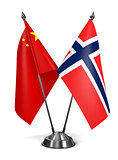 China and Norway - Miniature Flags.