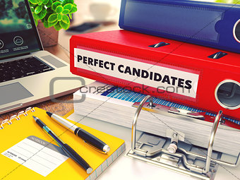 Perfect Candidates on Red Office Folder. Toned Image.