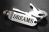 Keys to Dreams Concept on Golden Keychain.