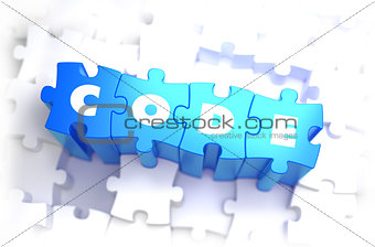 Code - White Word on Blue Puzzles.