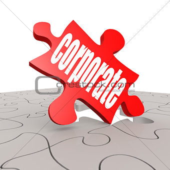 Corporate word with puzzle background