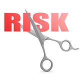 Cut red risk word with scissor