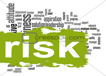 Risk word cloud with green banner