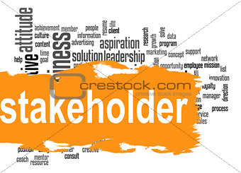 Stakeholder word cloud with yellow banner