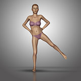 3D female figure in yoga standing position