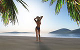 3D female figure on beach