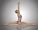 3D female figure in yoga splitsposition