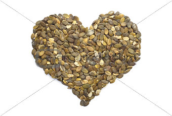 Pumpkin seeds in a heart shape