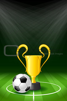 Soccer Background with Ball and Award Trophy