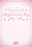 Happy Valentines Day Card with ornament, hearts, flowers, frame 