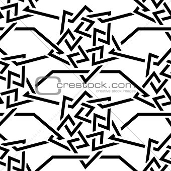 Seamless Black wicker ornament on a white background