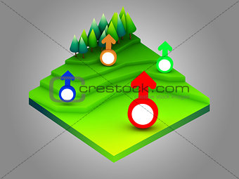 landscape concept isometric infographic,showing data analytics