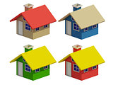 set of four houses with color changes