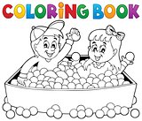 Coloring book happy playing children