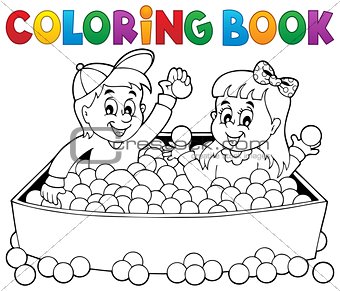 Coloring book happy playing children