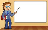 Man teacher standing by whiteboard