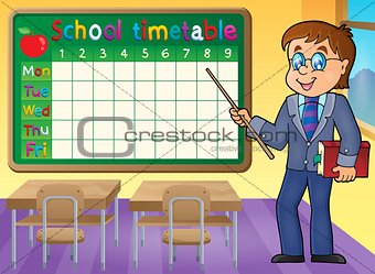 School timetable with man teacher