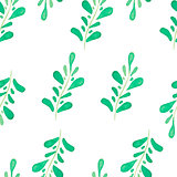 Vector watercolor seamless pattern with hand drawn branches and leaves. Nature ornament.