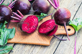 Fresh beet on wooden background