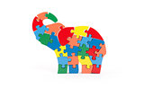 Colorful puzzle pieces in elephant shape
