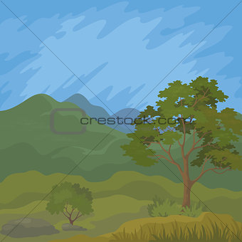 Mountain landscape with tree