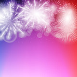Vector Illustration of Fireworks, Salute on a Dark Background