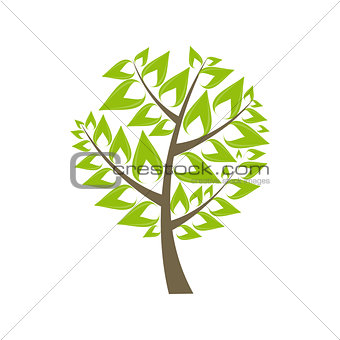 Beautiful Green Tree Icon on a White Background Vector Illustrat
