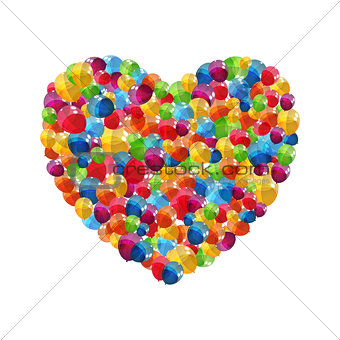 Color Glossy Balloons Heart Background Vector Illustration
