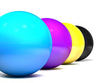 Balls colored cmyk.