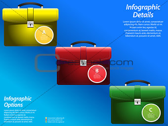 Infographic with briefcase on blue background