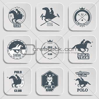 Set of vintage horse polo club labels and badges