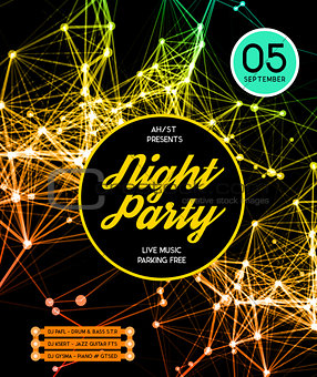 Night Disco Party Poster Background