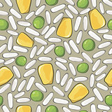 seamless background with rice, peas and corn