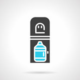 Black cooler with bottle flat vector icon