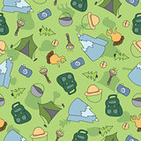 Vector seamless pattern of Camping Elements