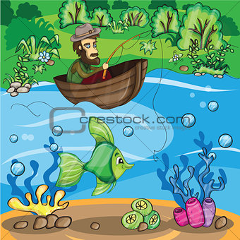 Fisherman catching the fish