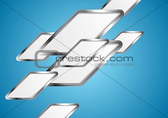 Blue tech vector background with silver elements