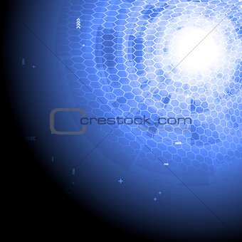Blue technology background with hexagon texture