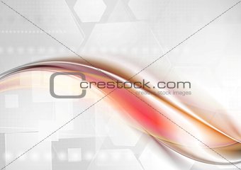 Abstract red grey wavy tech background