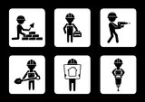 set construction icons with builders