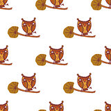 Cute little owls. Seamless pattern