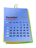 Calendar for December 2016 on colorful sticky notes