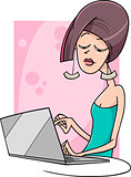 woman with notebook cartoon