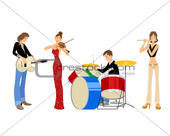 Four teenagers musicians